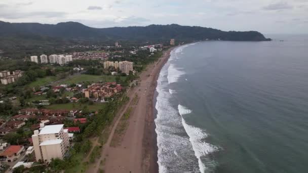 Beach Sunset Filming Aerial Drone Images Beach Jaco Puntarenas Κόστα — Αρχείο Βίντεο