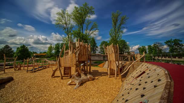 Rugged Wooden Terrain Playground Timelapse — Stock video
