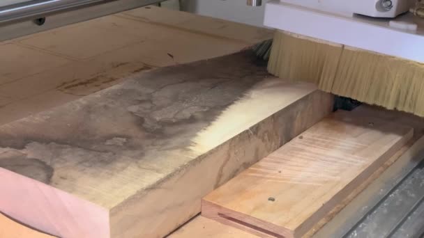 Flattening Wooden Board Cnc Machine — Stock video