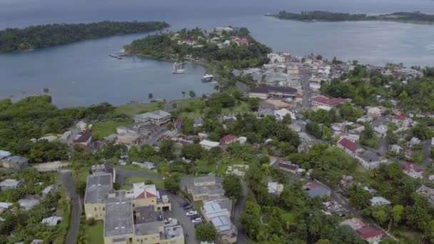 Widok Lotu Ptaka Port Antonio Jamajce Ukazujący West Harbour Panning — Wideo stockowe