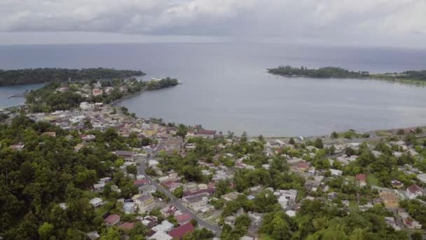 Αεροφωτογραφία Του Port Antonio Στην Τζαμάικα Που Δείχνει Ανατολικό Λιμάνι — Αρχείο Βίντεο