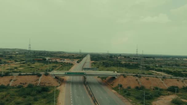 Drone Capturar Vista Aérea Viaduto Sobre Karachi Paquistão Estrada Com — Vídeo de Stock