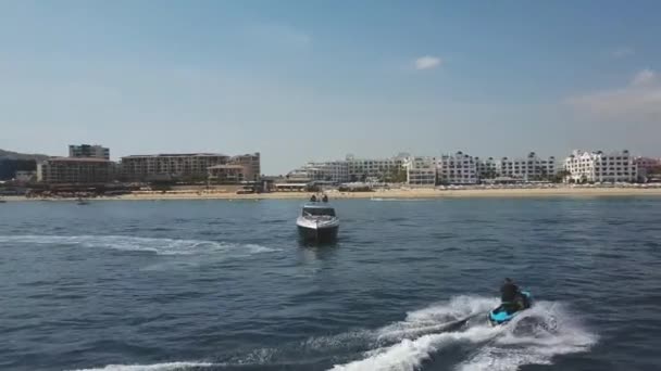 Luchtdrone Shot Van Cabo San Lucas Haven Strand Met Een — Stockvideo