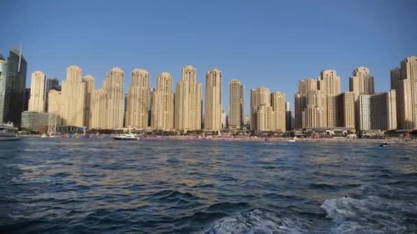 Dubai Marina Beach Uae Beachfront Apartment Towers Buildings Coast View — Stock Video