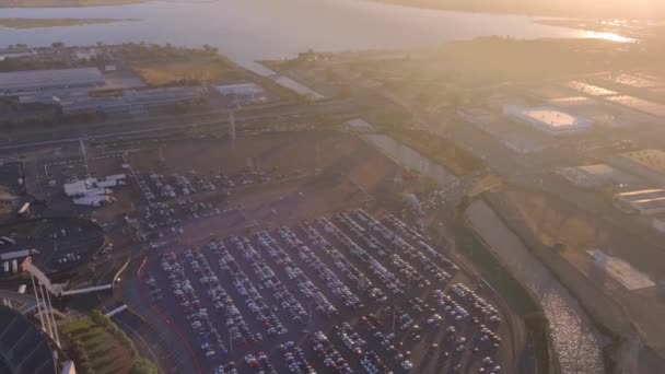 Aerial Panoramautsikt Över Oakland Coliseum Garage Oakland Arena Och Ringcentral — Stockvideo