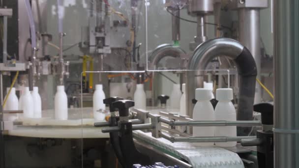 Máquina Automática Llenado Tapado Etiquetado Viales Para Productos Farmacéuticos — Vídeo de stock