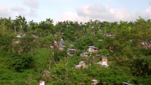 Hausbesetzer Häuser Den Hügeln Hoch Über Cebu Stadt Auf Den — Stockvideo