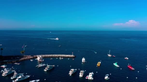 Aerial View Drone Flying Catalina Express Coming Harbor Avalon Catalina — Stock Video