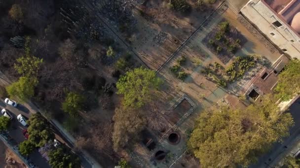 Overhead Shot Green Backyard Santo Domingo Church Oaxaca México — Vídeo de stock