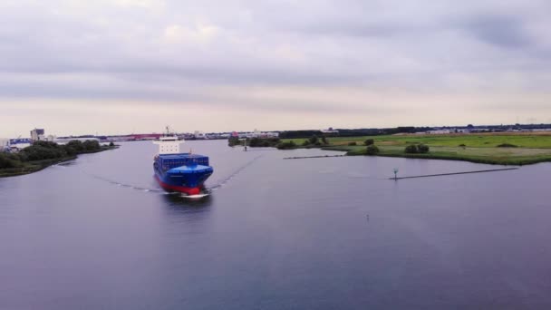 View Tailwind Panda Gezien Achtergrond Approaching Oude Maas Zwijndrecht Luchtfoto — Stockvideo