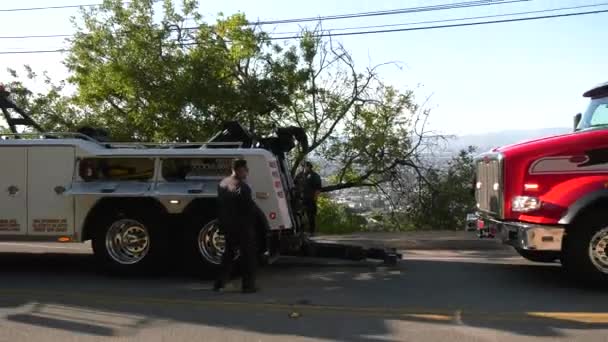 Carrelli Attrezzi Pesanti Sulla Scena Dell Incidente — Video Stock