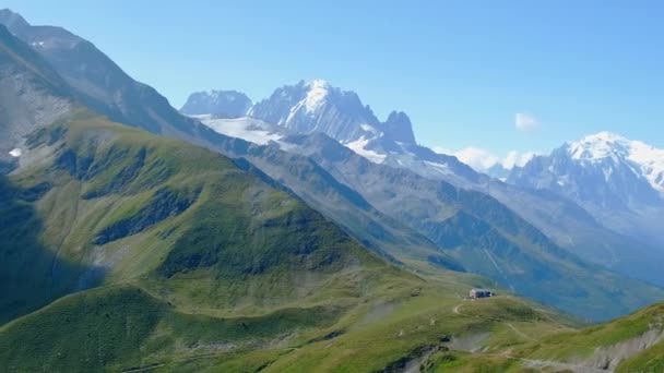 Panoramiczny Widok Schronienie Col Balme Vallorcine Dolinie Chamonix Słoneczny Dzień — Wideo stockowe