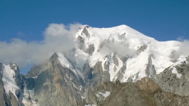 Vista Mont Blanc Los Alpes Chamonix Con Luz Natural Durante — Vídeo de stock
