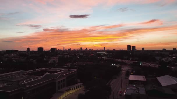 Houston Daki Siluet Gökdelenli Şehir Manzarası Otoban Manzarası Teksas Abd — Stok video