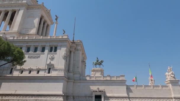 Güneşli Bir Günde Vittorio Emanuele Anıtının Dış Cephesinin Ayrıntıları — Stok video