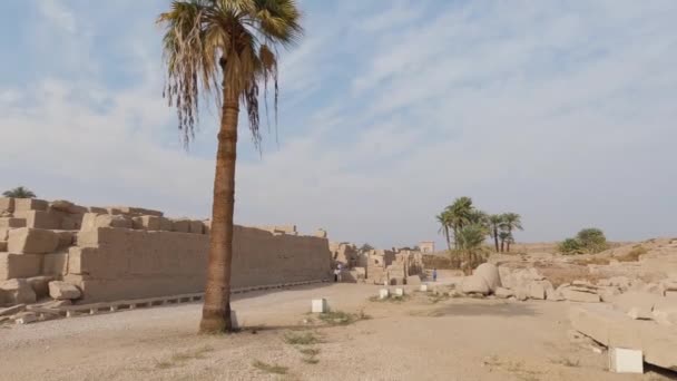 Üres Terület Mellett Halmozott Blokkok Karnak Templomnál — Stock videók