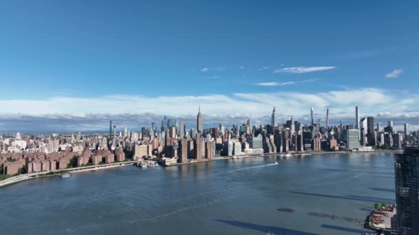 Una Vista Aerea Sul Lato Est Manhattan Girato Oltre East — Video Stock