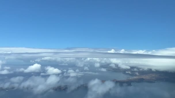 Vista Aérea Cockpit Jato Ilha Madeira Durante Aproximação 1000M Altura — Vídeo de Stock