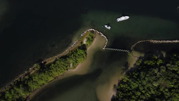 Von Oben Nach Unten Luftaufnahme Von Booten Flachen Wasser Des — Stockvideo