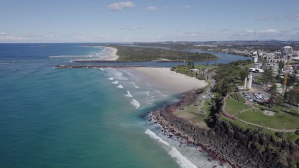 Vista Tweed River Mouth Letitia Beach Point Danger Duranbah Beach — Video Stock