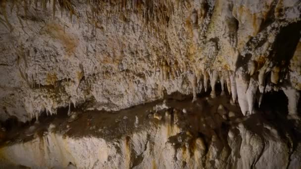 Stalactites Una Cueva Eslovaquia Formación Mineral Natural Subterránea — Vídeos de Stock
