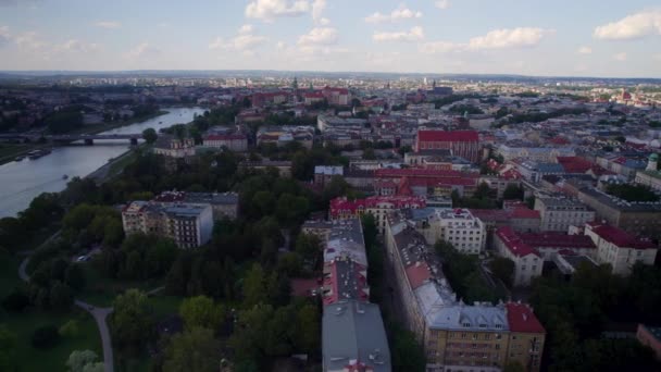 Staré Město Krakov Tradičními Budovami Polsku Drone Shot — Stock video