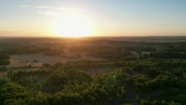 Flygfoto Soluppgången Över Vackra Engelska Landsbygden — Stockvideo