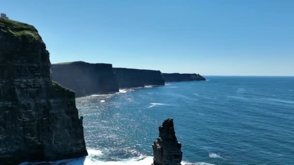 Klippor Moher Drönare Foto — Stockvideo