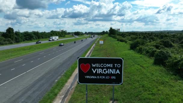 Virginia Tabelasına Hoş Geldiniz Virginia Eyalet Sınırındaki Aşıklar Logosu Teması — Stok video