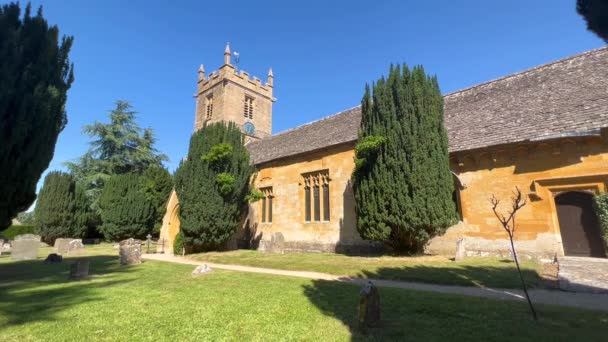 Iglesia Pequeño Pueblo Inglés Cotswolds Stanway Gloucestershire — Vídeos de Stock