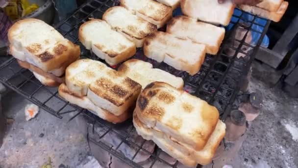 Ghee Manteiga Pão Simples Bengali Local Assado Grade Ferro Loja — Vídeo de Stock