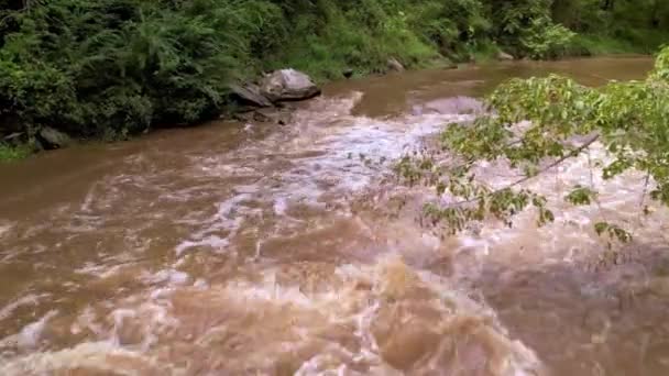 Povodňové Vody Podél Řeky Poblíž Galax Virginia — Stock video