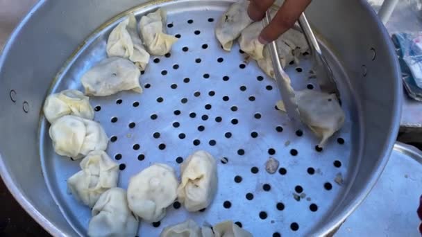 Preparation Homemade Chicken Cheese Momo China Town Kolkata India — Stock Video
