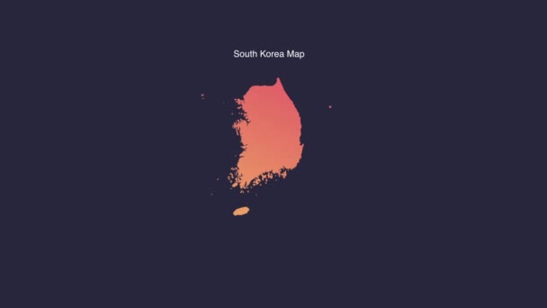 Απλή Νότια Κορέα Animated Map Motion Γραφική — Αρχείο Βίντεο