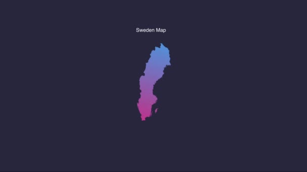Απλή Σουηδία Animated Map Motion Γραφική — Αρχείο Βίντεο