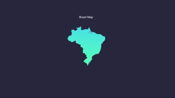 Απλή Βραζιλία Κινούμενα Σχέδια Χάρτη Κίνησης Γραφικό — Αρχείο Βίντεο