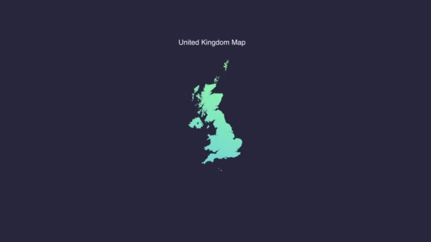 Basit Birleşik Krallık Haritası Canlandırılmış Hareket Grafiği — Stok video