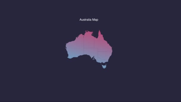 Enkel Australien Animerad Karta Rörelse Grafisk — Stockvideo