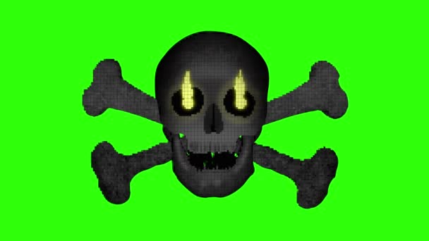 Green Screen Djur Skull Och Krossbones Pixel Style Motion Graphics — Stockvideo