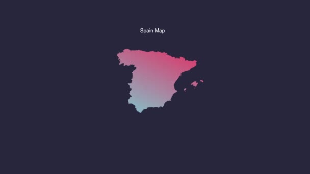 Simple Spain Animated Map Motion Графический — стоковое видео