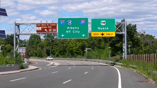 Segnali Stradali Gov Mario Cuomo Bridge New Tappan Zee Albany — Video Stock