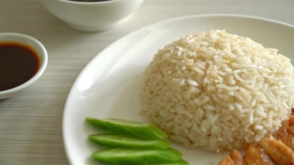 Grilled Chicken Steamed Rice Hainan Style — Video Stock