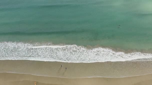 Newquay Cornwall Ngiltere Deki Fistral Beach Deniz Dalgalarına Yürüyen Turistler — Stok video