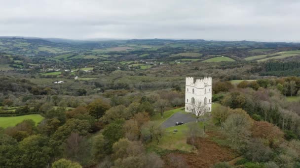 Vista Aérea Haldon Belvedere Lawrence Castle Mountain Hill Inglaterra Reino — Vídeo de Stock