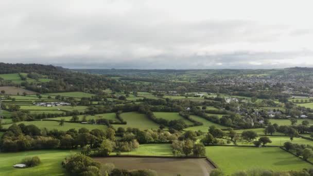 Pemandangan Panorama Perbukitan Meadow Dengan Hedgerows Dekat Honiton Exeter Devon — Stok Video