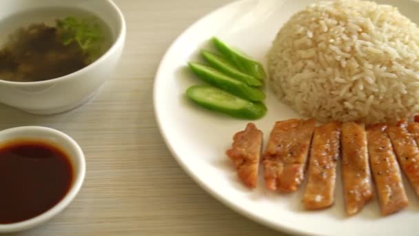 Grilled Chicken Steamed Rice Hainan Style — Video Stock