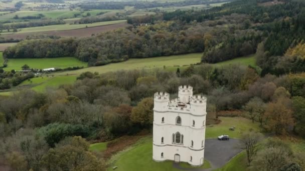 Haldon Belvedere 劳伦斯城堡 的空中景观 英格兰阿什顿高等受欢迎的婚礼场地 — 图库视频影像