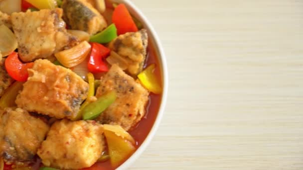 Fish Stew Tomato Pepper Plate — Vídeo de stock