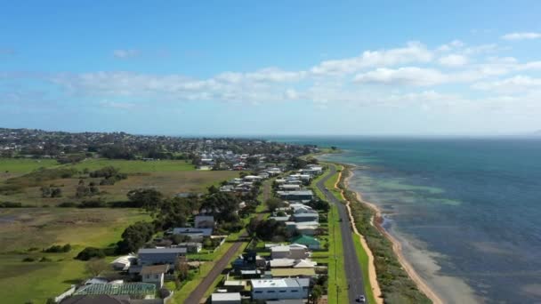 Aerial Australian Esplanade Road Largo Costa Escénica — Vídeos de Stock