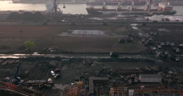 Coal Storage Plant Paradip Port Odisha India Aerial Drone Shot — Stock Video